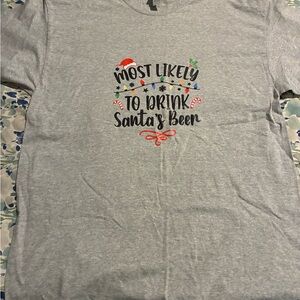 Gildan Gray Short Sleeve Tee - Most Likely to Drink Santa's Beer